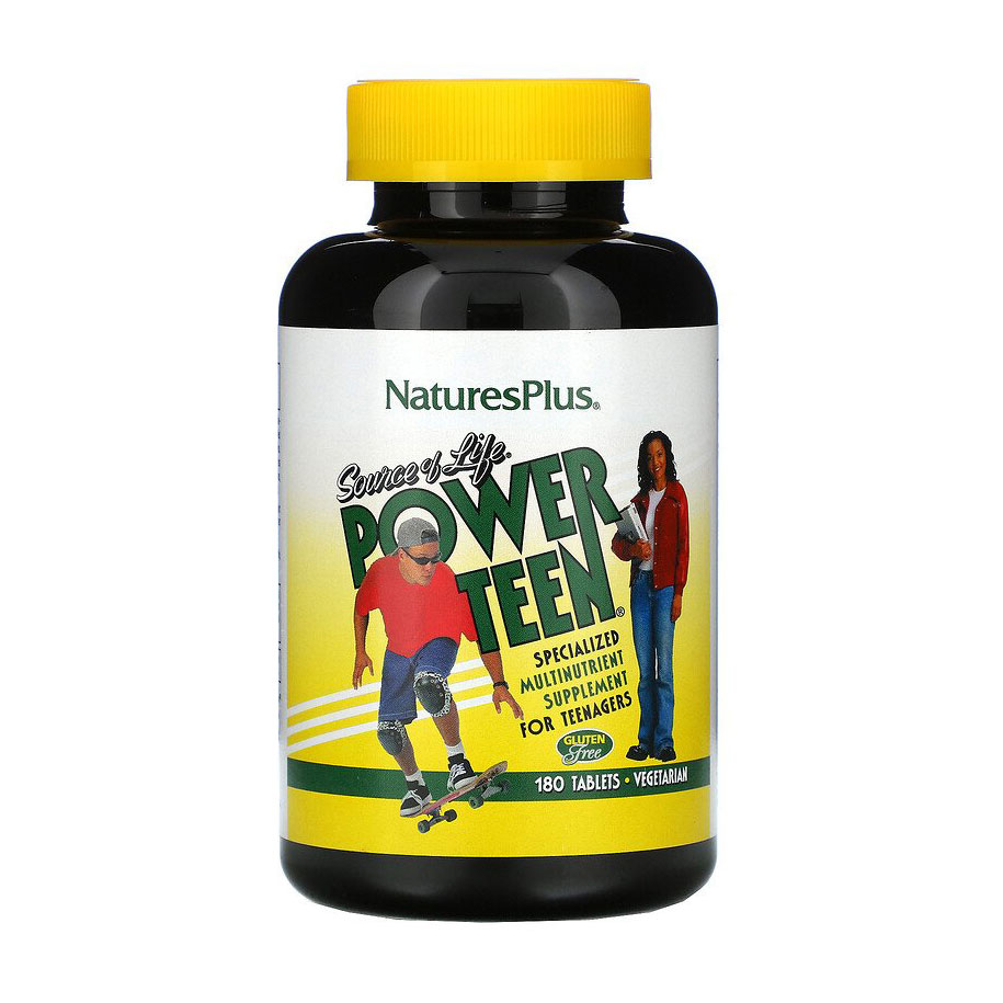 Мультивітаміни для підлітків NaturesPlus Source Of Life Power Teen, 180 таблеток